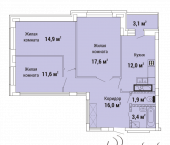 3-комн, 80 кв м, этаж 10/21 ш. Елецкое, д. 2