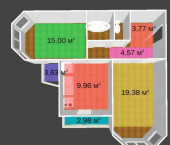 2-комн, 62.5 кв м, этаж 10/17 ул. Сергея Казьмина, д. 7