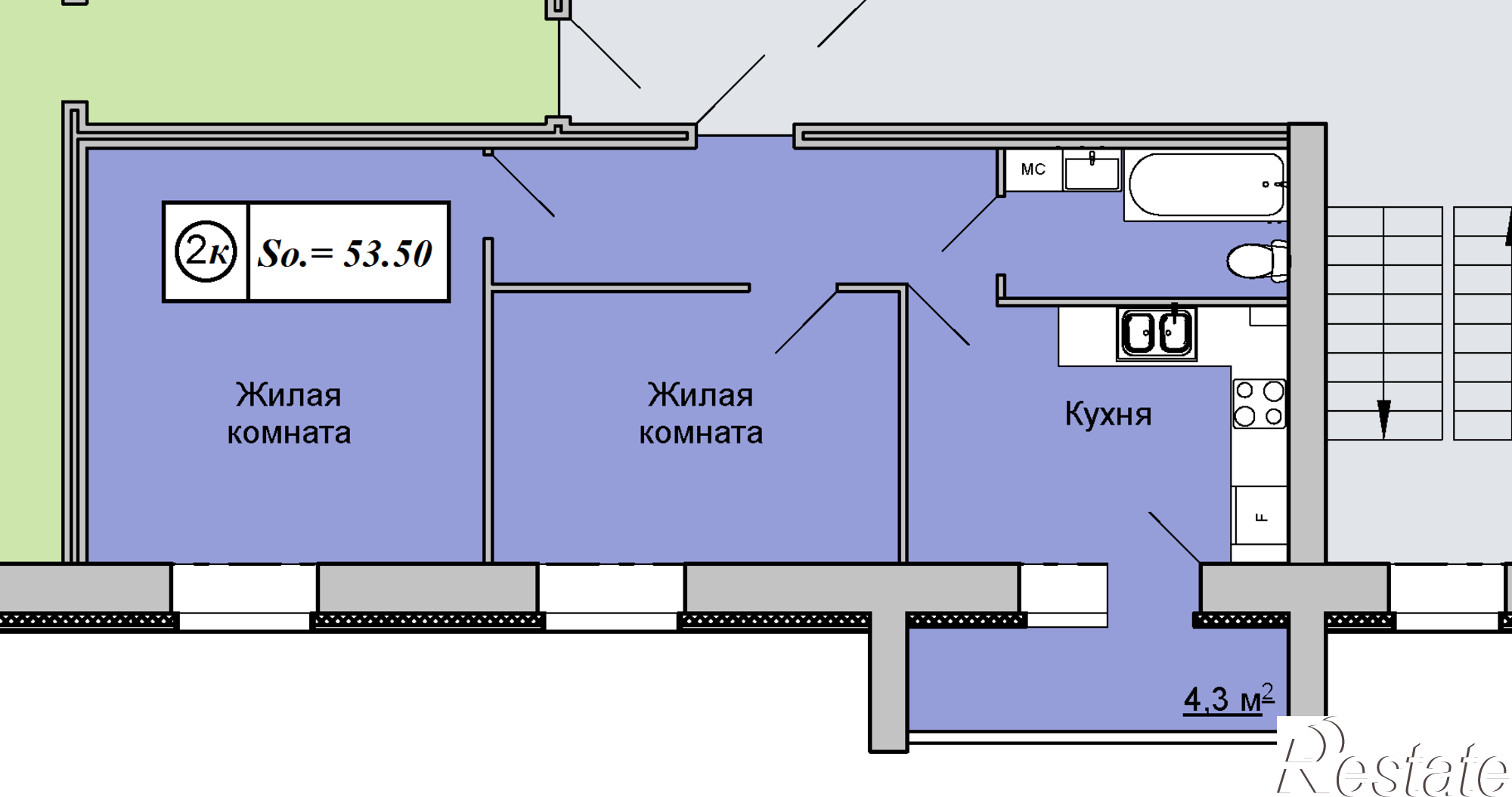 Купить квартиру за 2 140 000 рублей на Гирсовский переулок, 36