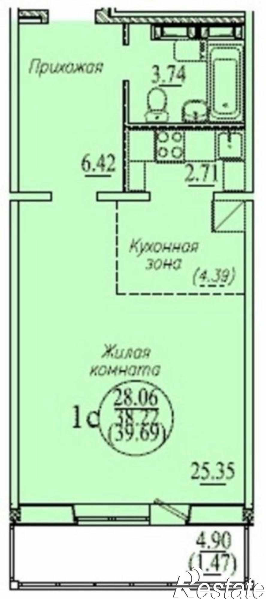Купить студию за 1 200 000 рублей на ул. Бронная,37/2