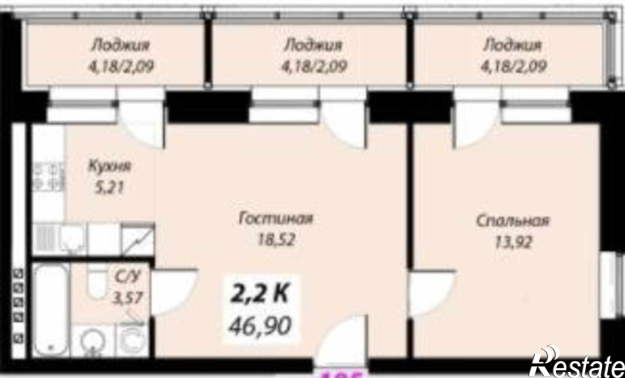 Купить квартиру за 2 063 600 рублей на Куюки, Молодежная, д.29