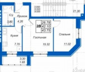 2-комн, 43.75 кв м, этаж 5/4 Куюки, Молодежная, д.27