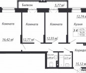 3-комн, 77.93 кв м, этаж 20/25 ул. Адриена Лежена,26/2