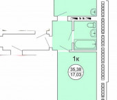 1-комн, 36 кв м, этаж 3/9 ул. Ключевая,9