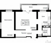 2-комн, 58.07 кв м, этаж 20/26 ул. Кошурникова,20/2