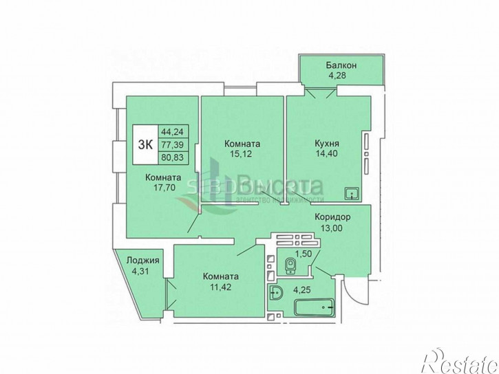 3-комн квартира в новом доме ул. Гоголя,205/1