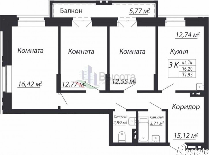 3-комн квартира в новом доме ул. Адриена Лежена,26/2
