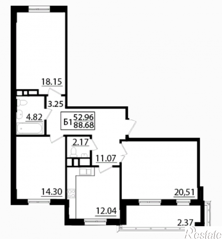 3-комн квартира в новом доме Дорожная, дом 1.1