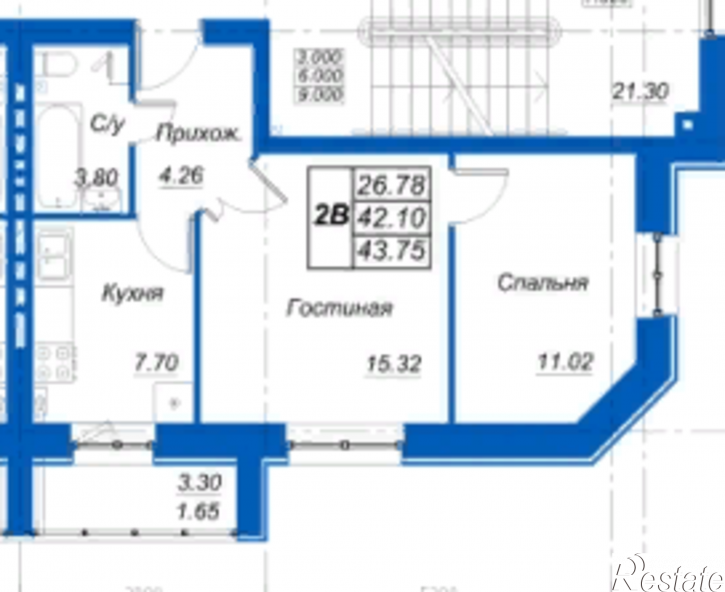 2-комн квартира в новом доме Куюки, Молодежная, д.21