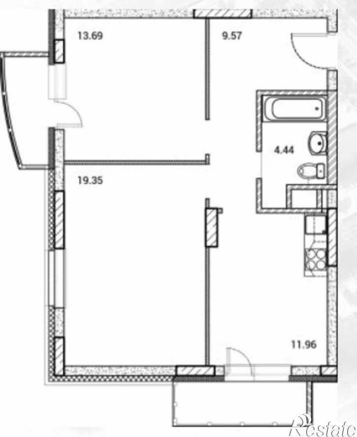 2-комн квартира в новом доме Усады, Сиреневая, дом 1/4