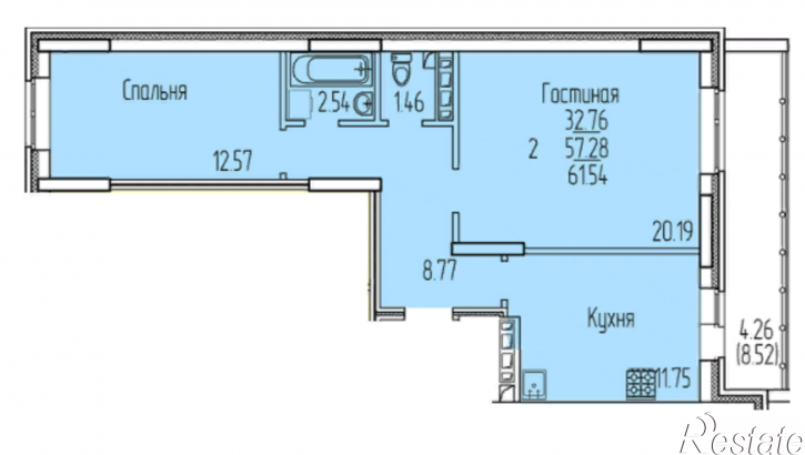 2-комн квартира в новом доме Рауиса Гареева, дом 80, стр. 6