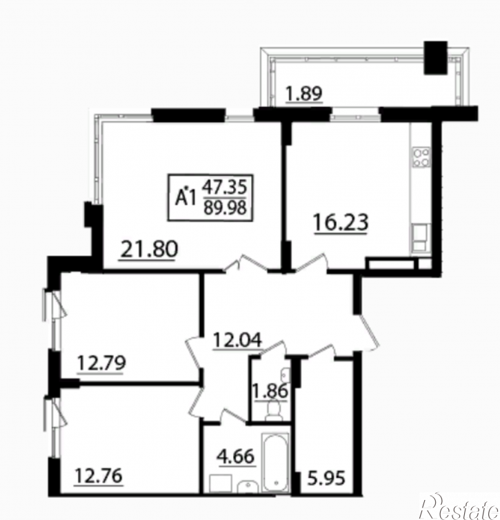 3-комн квартира в новом доме Дорожная, дом 1.2