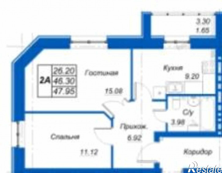 2-комн квартира в новом доме Куюки, Молодежная, д.25