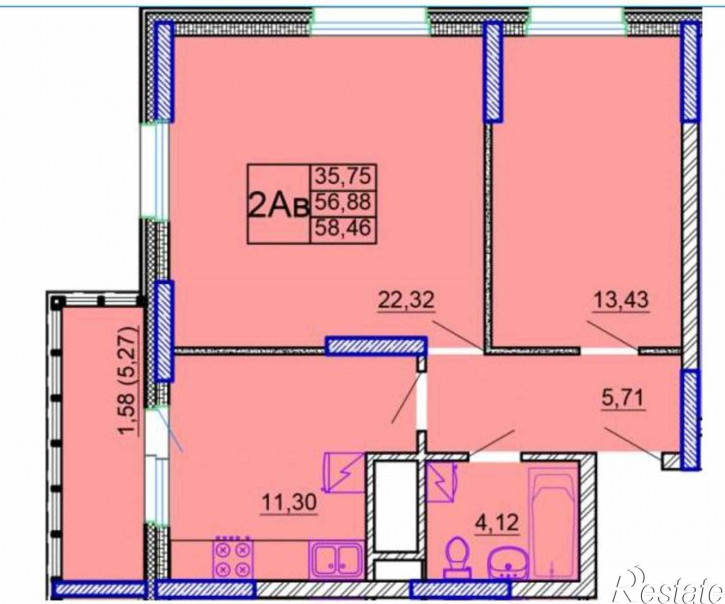 2-комн квартира в новом доме Усады, Счастливая, дом 8