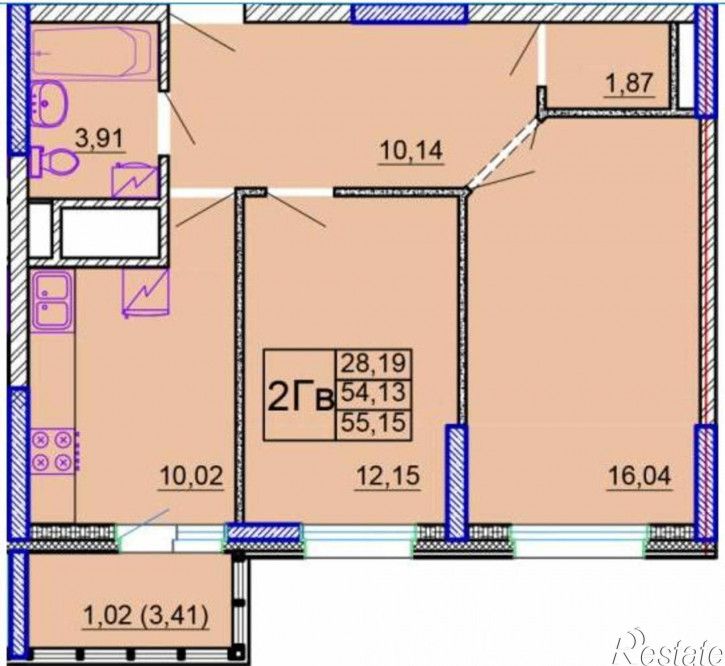 2-комн квартира в новом доме Усады, Счастливая, дом 8