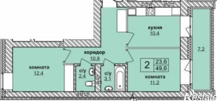 2-комн квартира в новом доме ул. Мясниковой,30