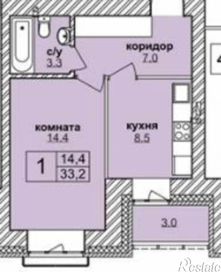 1-комн квартира в новом доме ул. Мясниковой,30