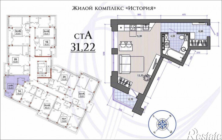 1-комн квартира в новом доме ул. Фрунзе,252