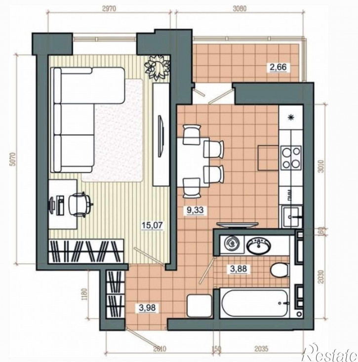 1-комн квартира в новом доме ул. Фрунзе,252