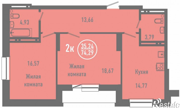 2-комн квартира в новом доме ул. Кавалерийская,11 стр