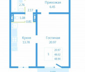 1-комн, 49кв м, этаж 3/10 ул. Высоцкого,139/3