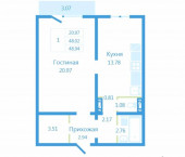 1-комн, 49кв м, этаж 8/10 ул. Бронная,38/3