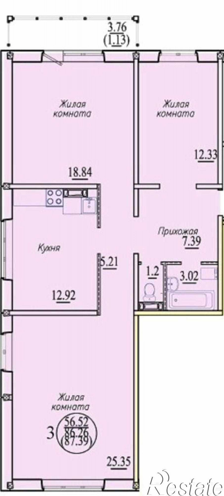 3-комн квартира ул. Бронная,13/4