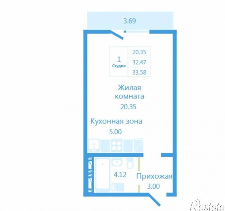 Студия ул. Высоцкого,140/4