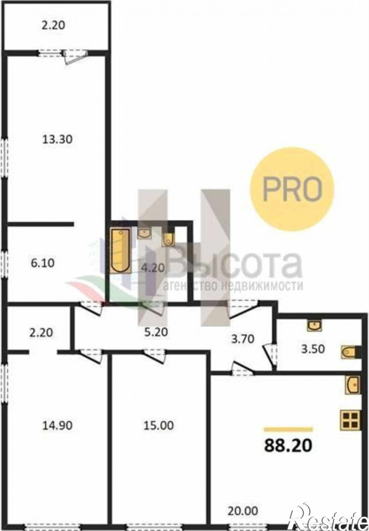 3-комн квартира в новом доме ул. Кубовая,2