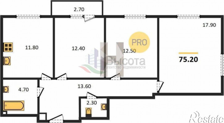 3-комн квартира в новом доме ул. Охотская,86/2 1 стр