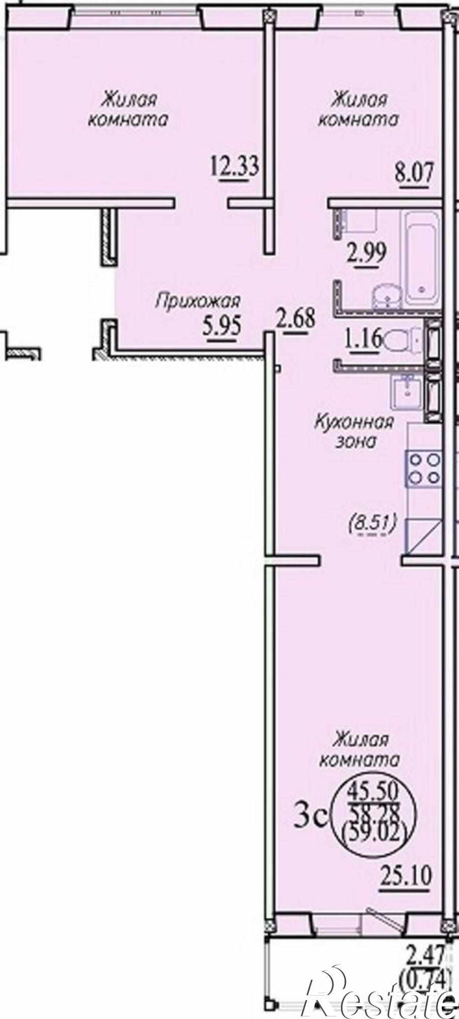 Купить студию за 1 669 680 рублей на ул. Высоцкого,171 стр