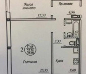 2-комн, 58.48кв м, этаж 2/10 ул. Бронная,20/3