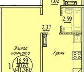 1-комн, 41.36кв м, этаж 6/10 ул. Бронная,40/1