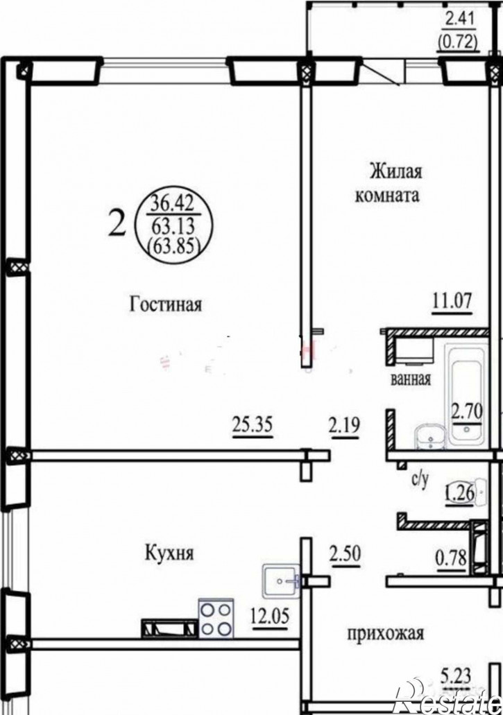 2-комн квартира ул. Бронная,42/1