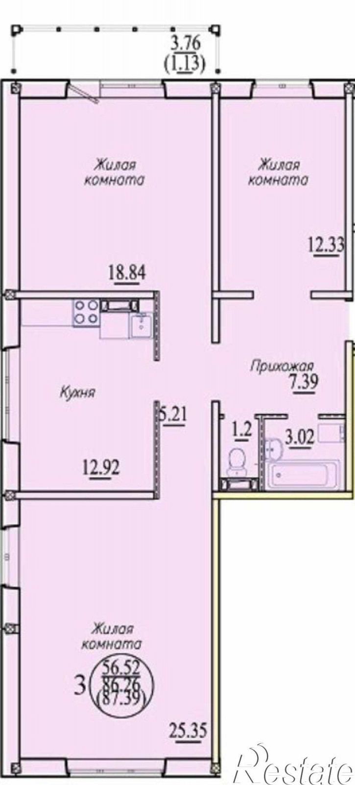 3-комн квартира ул. Бронная,42/3