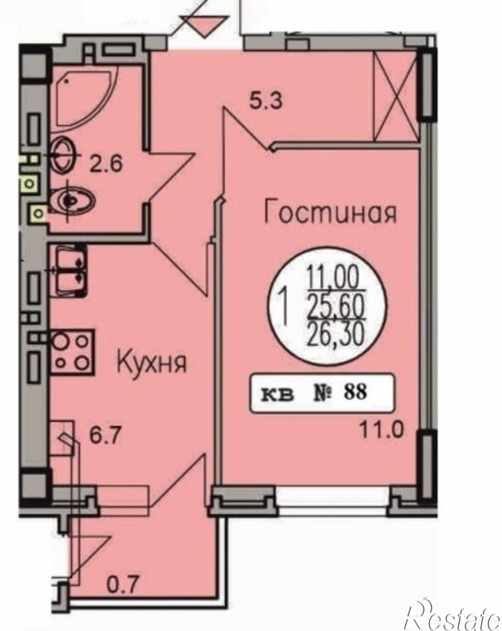 1-комн квартира в новом доме Луначарского улица, 1005