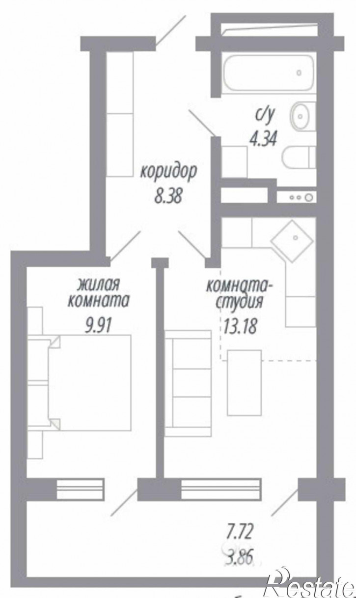 2-комн квартира в новом доме октябрьская улица, 1000