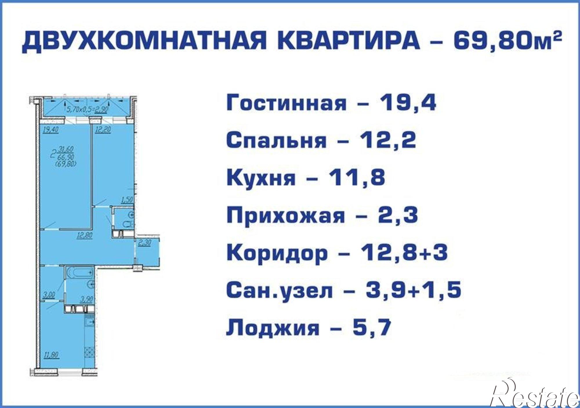 Купить квартиру за 6 931 000 рублей на им Дмитрия Благоева 62/1