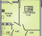 1-комн, 42кв м, этаж 2/20 им Героя Яцкова И.В. 1