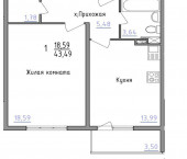 1-комн, 44кв м, этаж 11/18 им Лавочкина 17