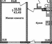 1-комн, 43кв м, этаж 6/19 им Лавочкина 23