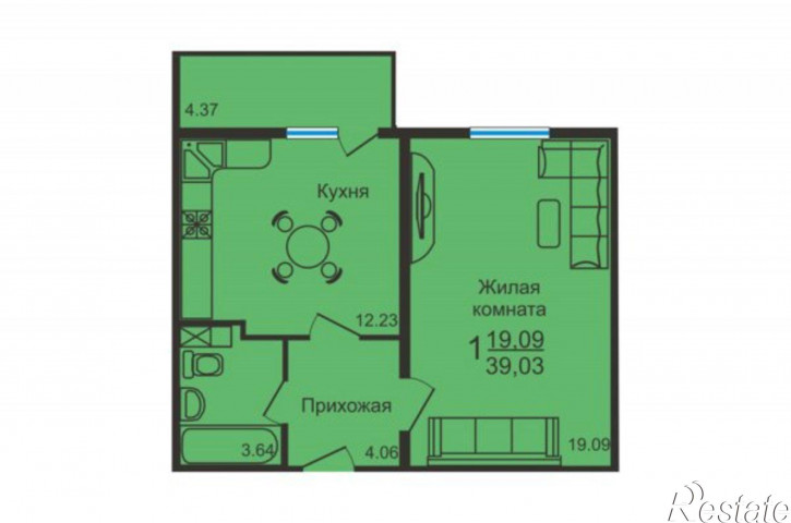 1-комн квартира Выездная