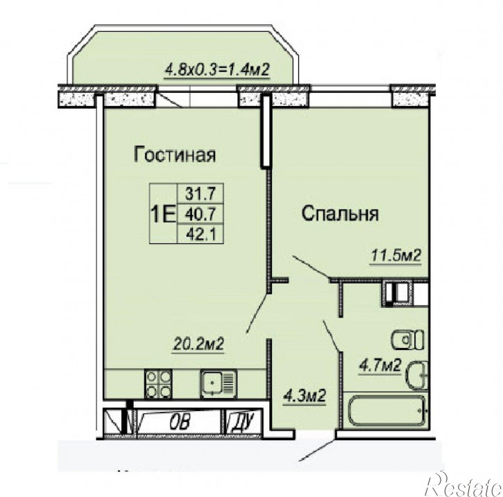 2-комн квартира Московская 125/1