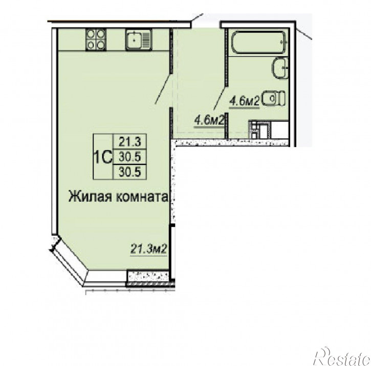 1-комн квартира Московская 125/1