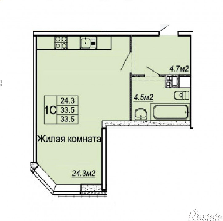 1-комн квартира Московская 125/1