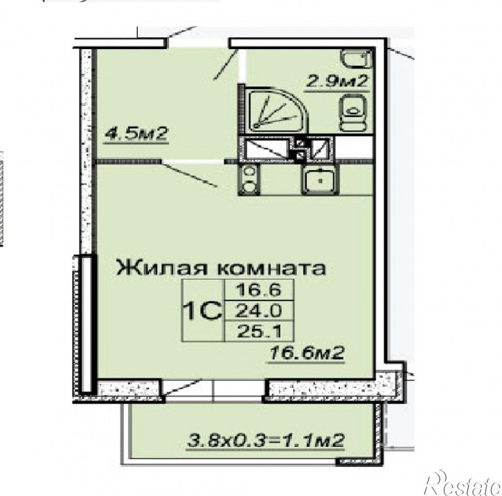 1-комн квартира Московская 125/1