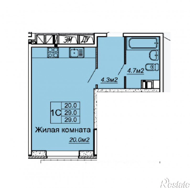 1-комн квартира Московская 125/1