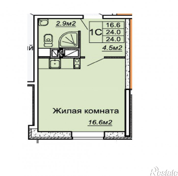 1-комн квартира Московская 125/1
