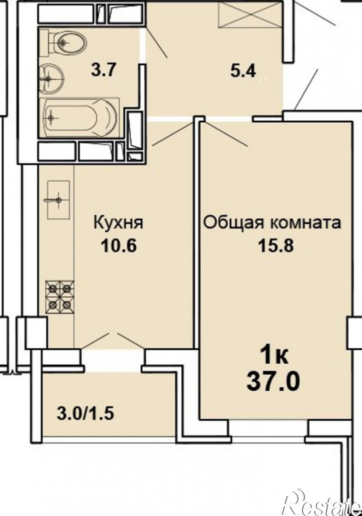 1-комн квартира Московская 118/1