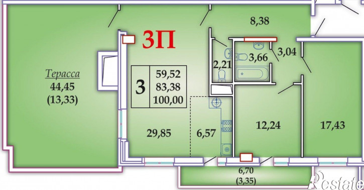 3-комн квартира Есаульская 57